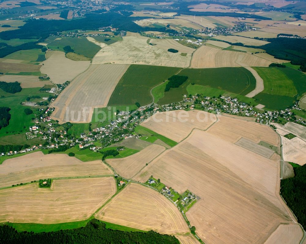 Luftaufnahme Sachsenburg - Dorfkern am Feldrand in Sachsenburg im Bundesland Sachsen, Deutschland
