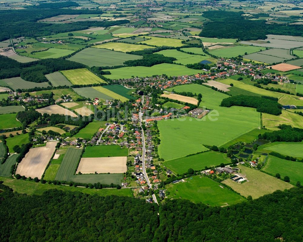 Luftaufnahme Sandkuhle - Dorfkern am Feldrand in Sandkuhle im Bundesland Schleswig-Holstein, Deutschland