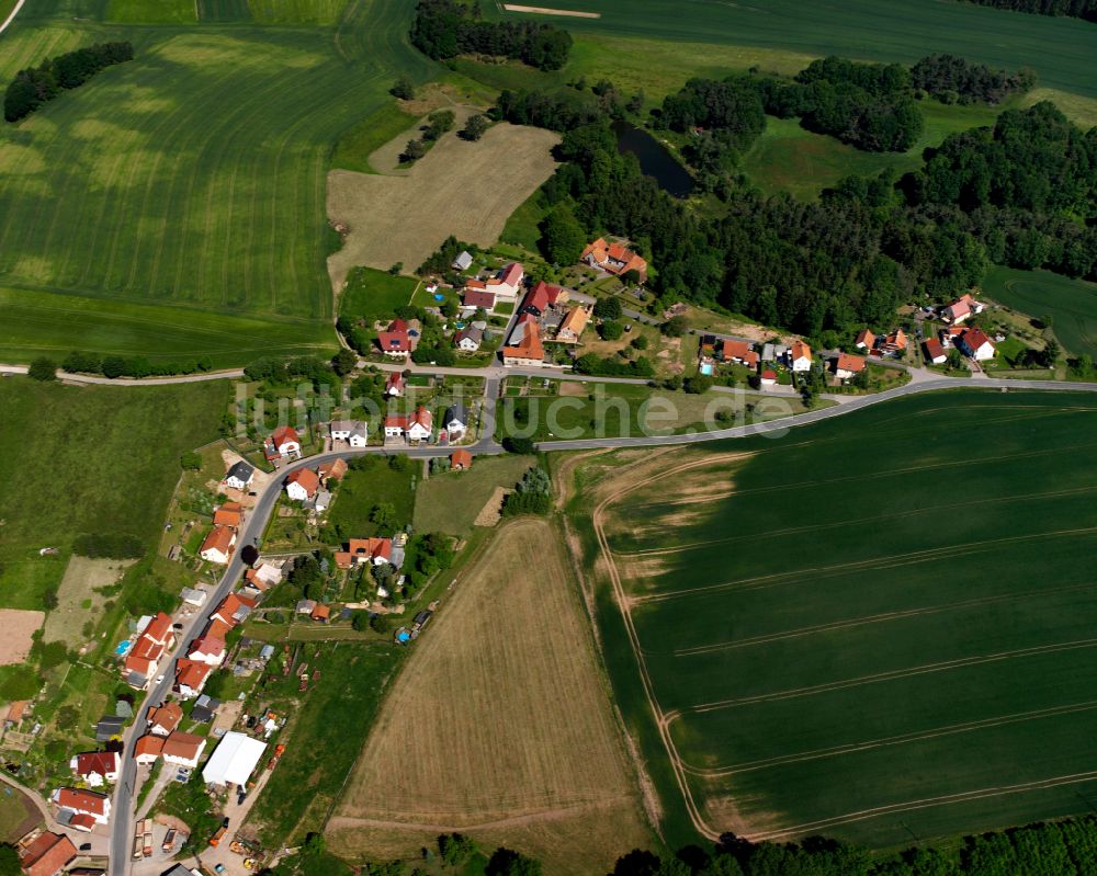 Luftaufnahme Schachtebich - Dorfkern am Feldrand in Schachtebich im Bundesland Thüringen, Deutschland