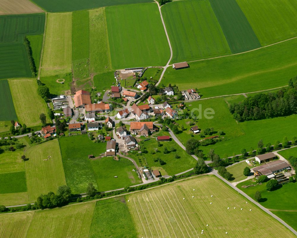 Schönebürg aus der Vogelperspektive: Dorfkern am Feldrand in Schönebürg im Bundesland Baden-Württemberg, Deutschland
