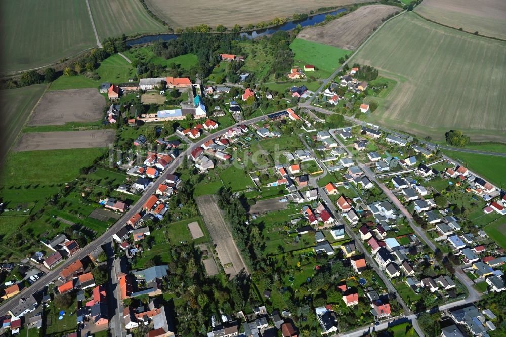 Seegrehna von oben - Dorfkern am Feldrand in Seegrehna im Bundesland Sachsen-Anhalt, Deutschland