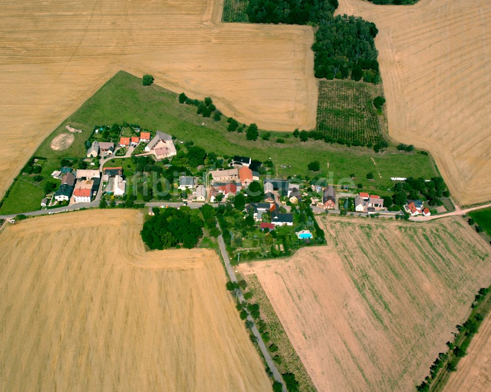 Seligenstädt aus der Vogelperspektive: Dorfkern am Feldrand in Seligenstädt im Bundesland Thüringen, Deutschland