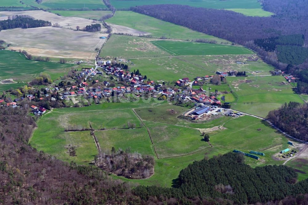 Senftenhütte aus der Vogelperspektive: Dorfkern am Feldrand in Senftenhütte im Bundesland Brandenburg, Deutschland