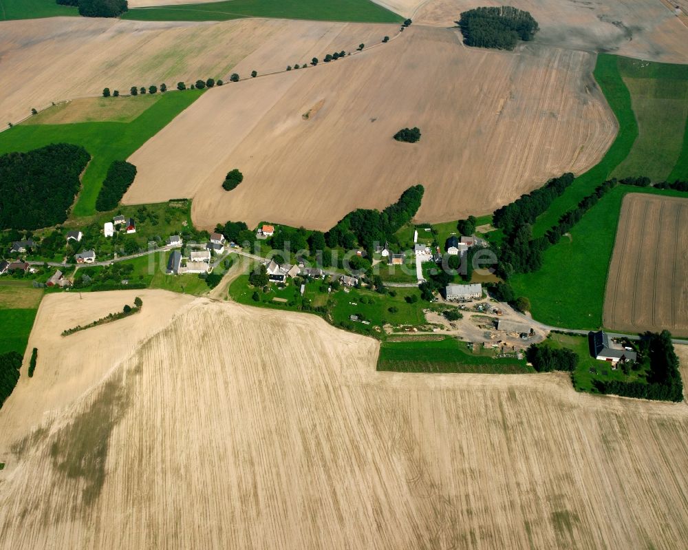 Sohra von oben - Dorfkern am Feldrand in Sohra im Bundesland Sachsen, Deutschland
