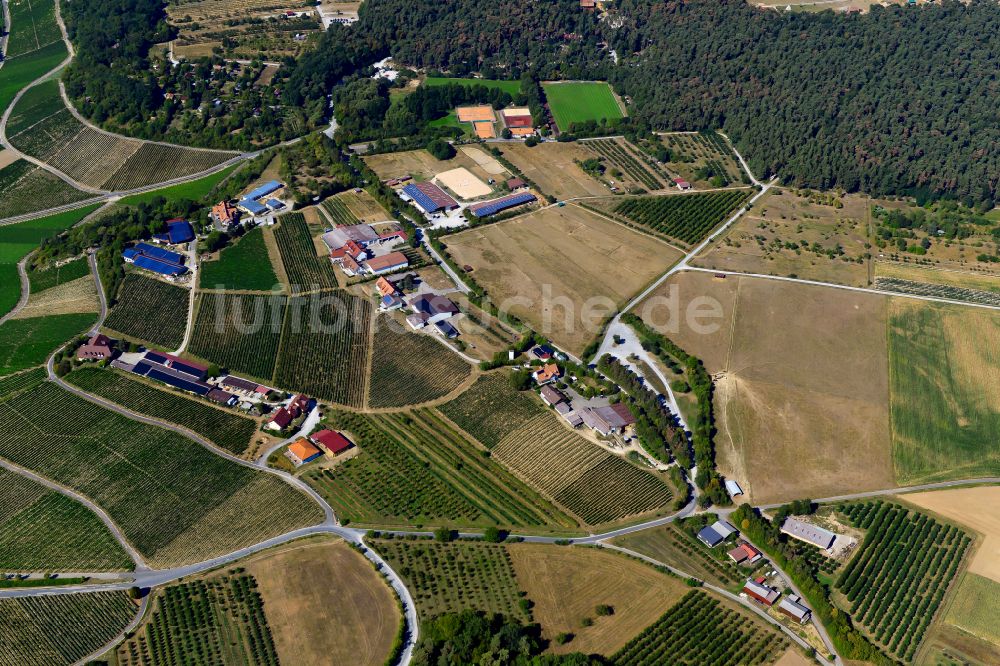Luftaufnahme Sommerhausen - Dorfkern am Feldrand in Sommerhausen im Bundesland Bayern, Deutschland