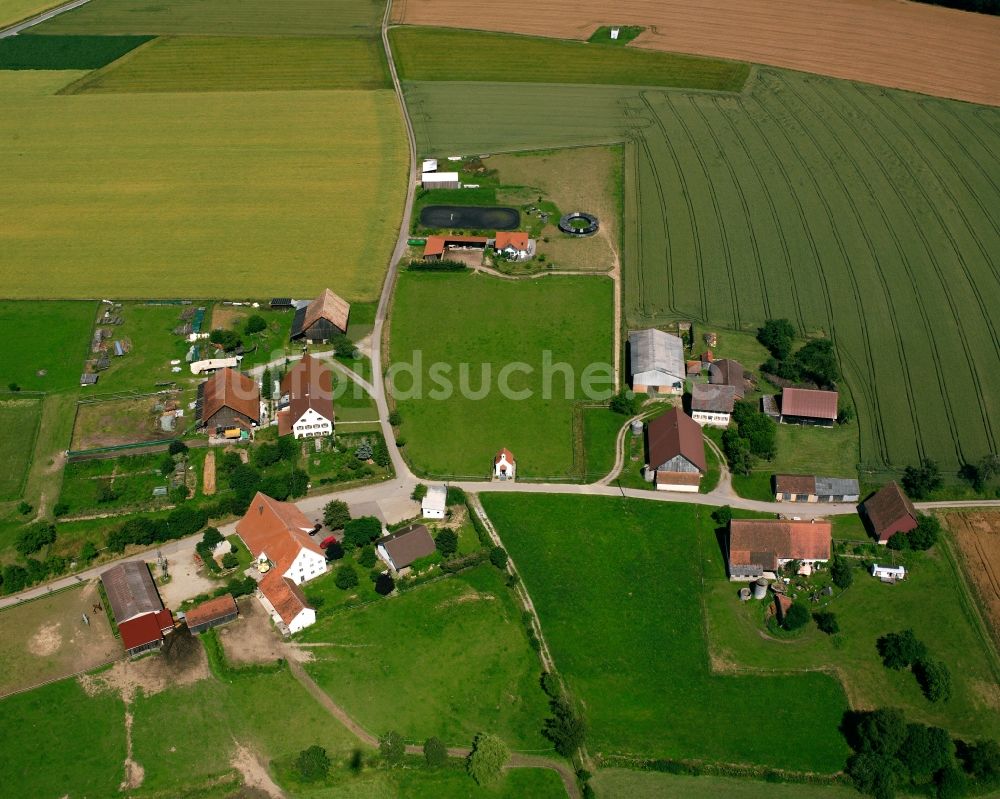Spöck von oben - Dorfkern am Feldrand in Spöck im Bundesland Baden-Württemberg, Deutschland