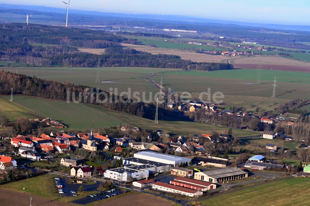 Luftbild Staitz - Dorfkern am Feldrand in Staitz im Bundesland Thüringen, Deutschland