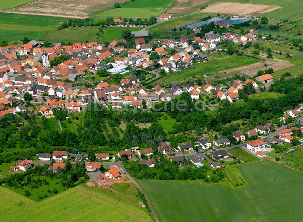 Luftbild Steinbach am Donnersberg - Dorfkern am Feldrand in Steinbach am Donnersberg im Bundesland Rheinland-Pfalz, Deutschland