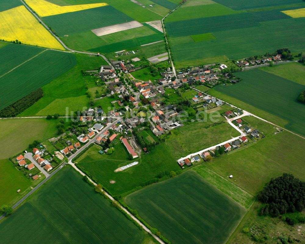 Streetz aus der Vogelperspektive: Dorfkern am Feldrand in Streetz im Bundesland Sachsen-Anhalt, Deutschland