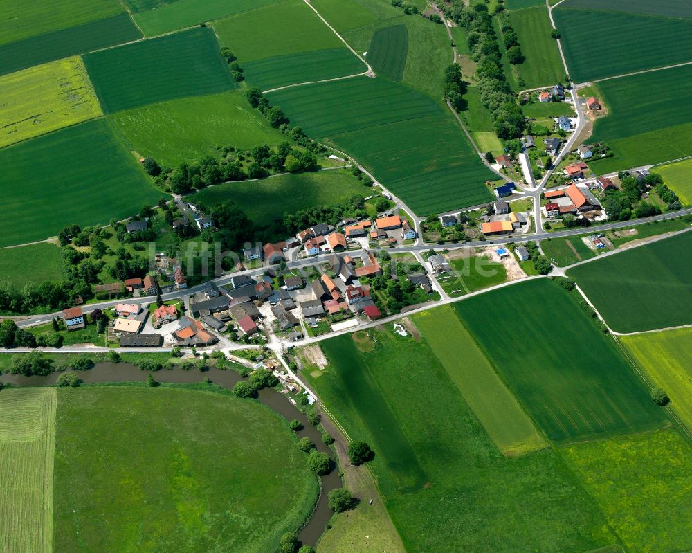 Luftbild Unter-Wegfurth - Dorfkern am Feldrand in Unter-Wegfurth im Bundesland Hessen, Deutschland