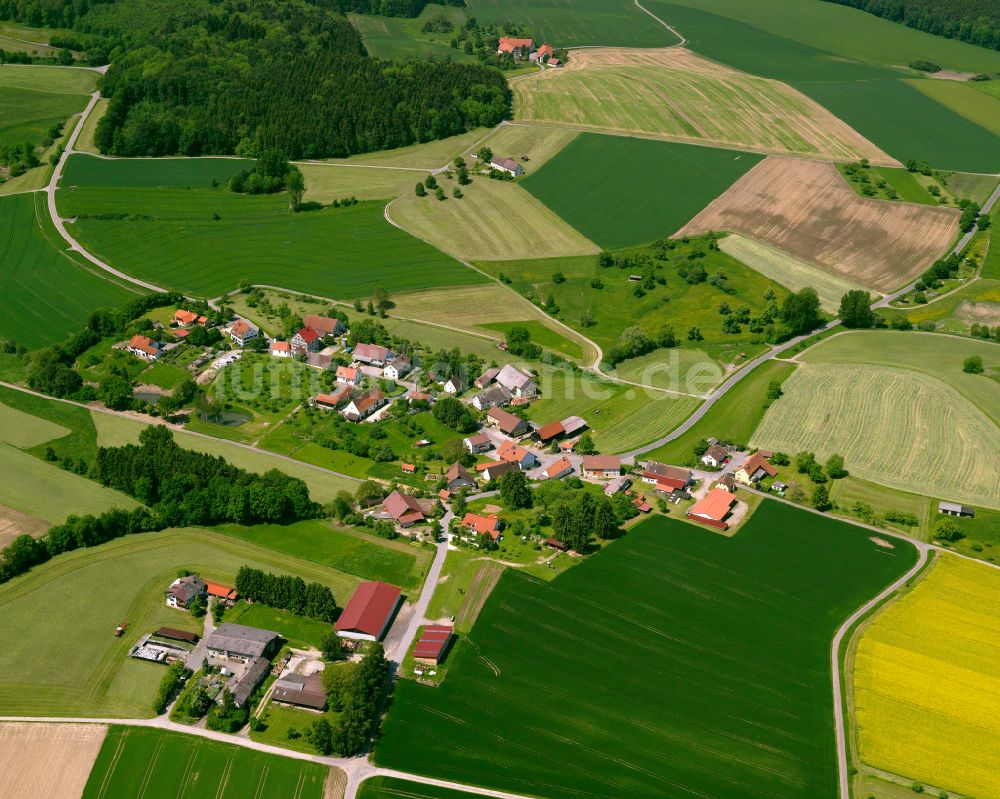 Uttenweiler aus der Vogelperspektive: Dorfkern am Feldrand in Uttenweiler im Bundesland Baden-Württemberg, Deutschland