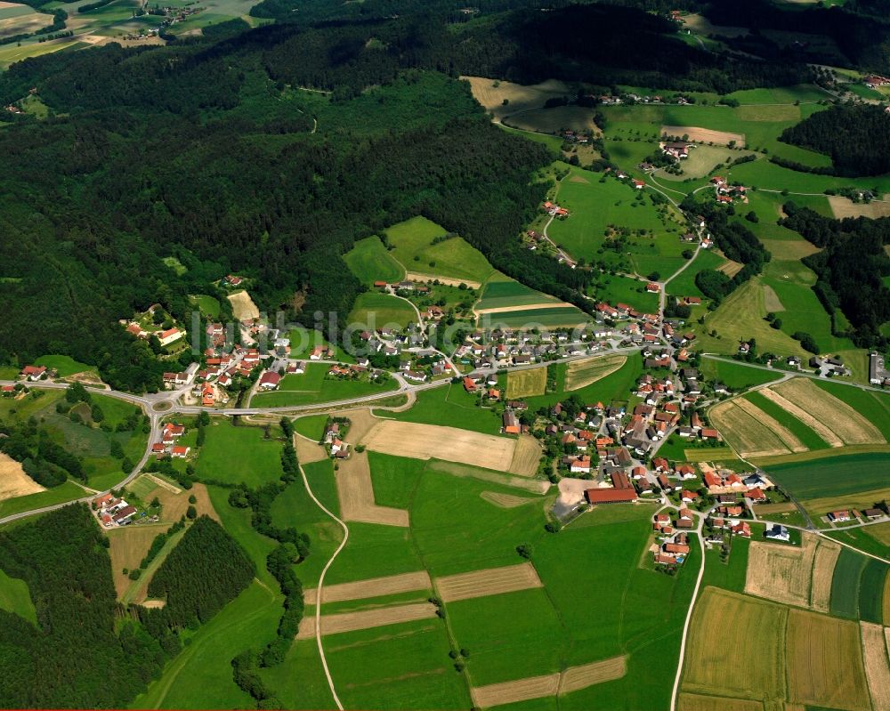 Au vorm Wald aus der Vogelperspektive: Dorfkern am Feldrand in Au vorm Wald im Bundesland Bayern, Deutschland