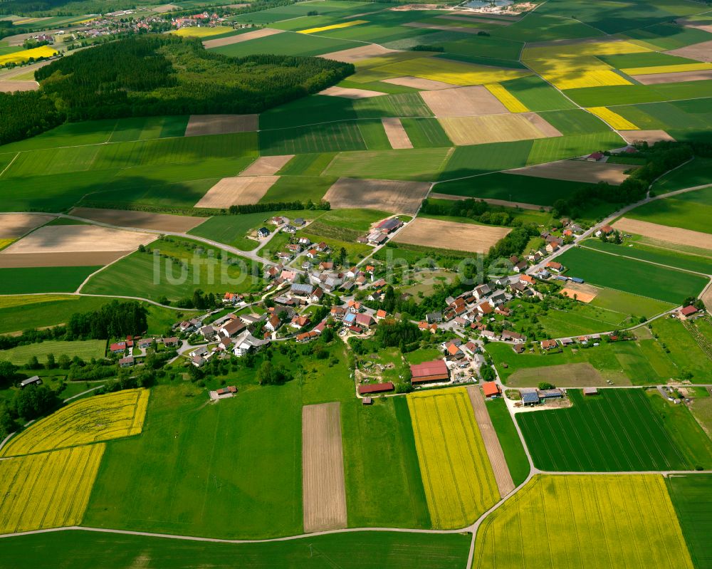 Luftaufnahme Waldhausen - Dorfkern am Feldrand in Waldhausen im Bundesland Baden-Württemberg, Deutschland