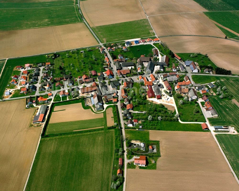 Luftbild Waldhausen - Dorfkern am Feldrand in Waldhausen im Bundesland Baden-Württemberg, Deutschland