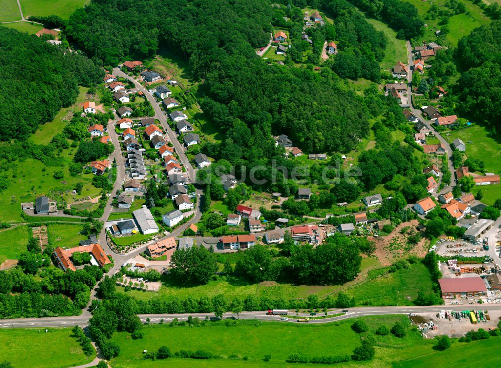 Wartenberg-Rohrbach von oben - Dorfkern am Feldrand in Wartenberg-Rohrbach im Bundesland Rheinland-Pfalz, Deutschland