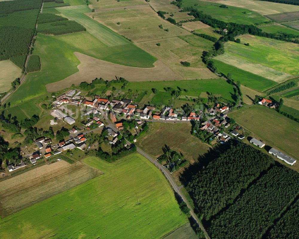 Weiden von oben - Dorfkern am Feldrand in Weiden im Bundesland Sachsen-Anhalt, Deutschland