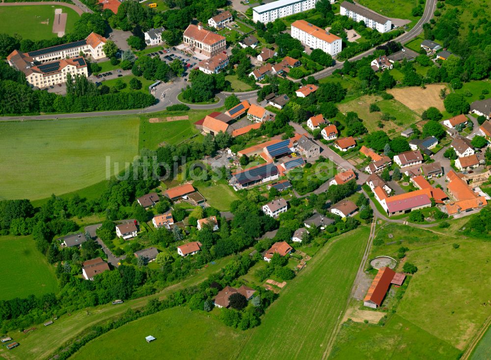 Weierhof aus der Vogelperspektive: Dorfkern am Feldrand in Weierhof im Bundesland Rheinland-Pfalz, Deutschland
