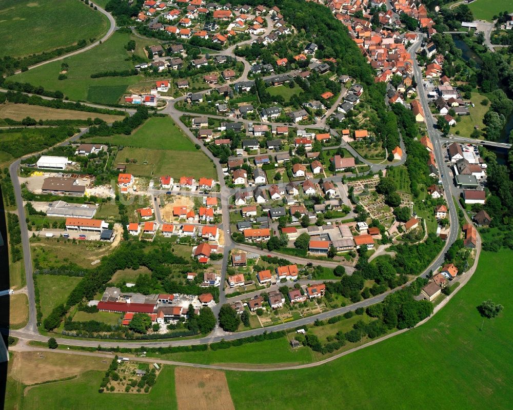 Widdern von oben - Dorfkern am Feldrand in Widdern im Bundesland Baden-Württemberg, Deutschland