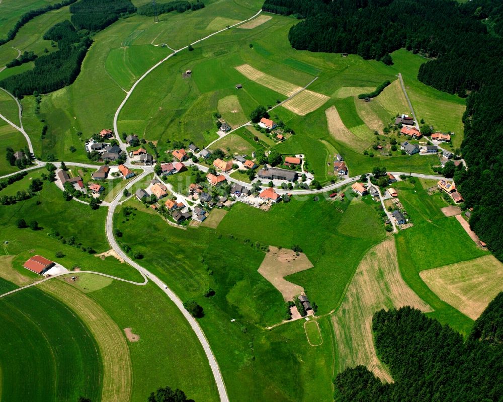 Luftbild Willaringen - Dorfkern am Feldrand in Willaringen im Bundesland Baden-Württemberg, Deutschland