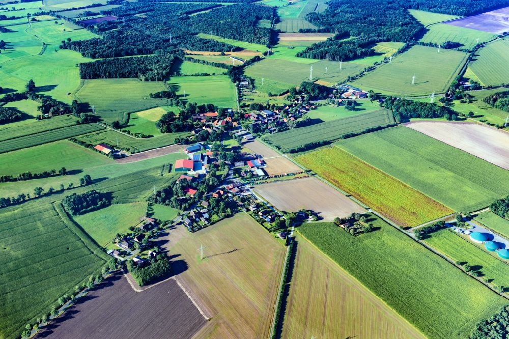 Wohlerst aus der Vogelperspektive: Dorfkern am Feldrand in Wohlerst im Bundesland Niedersachsen, Deutschland