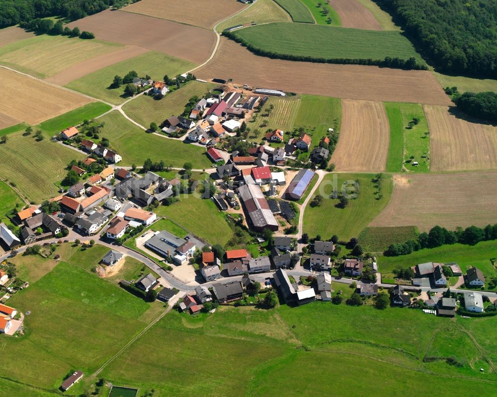 Luftbild Würzberg - Dorfkern am Feldrand in Würzberg im Bundesland Hessen, Deutschland