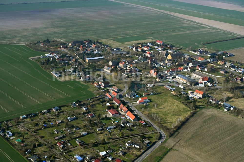 Zaasch aus der Vogelperspektive: Dorfkern am Feldrand in Zaasch im Bundesland Sachsen, Deutschland