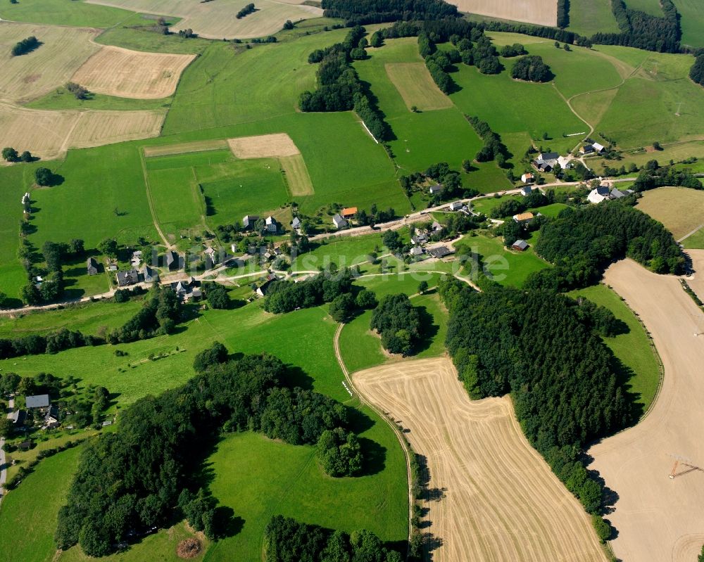 Zethau von oben - Dorfkern am Feldrand in Zethau im Bundesland Sachsen, Deutschland