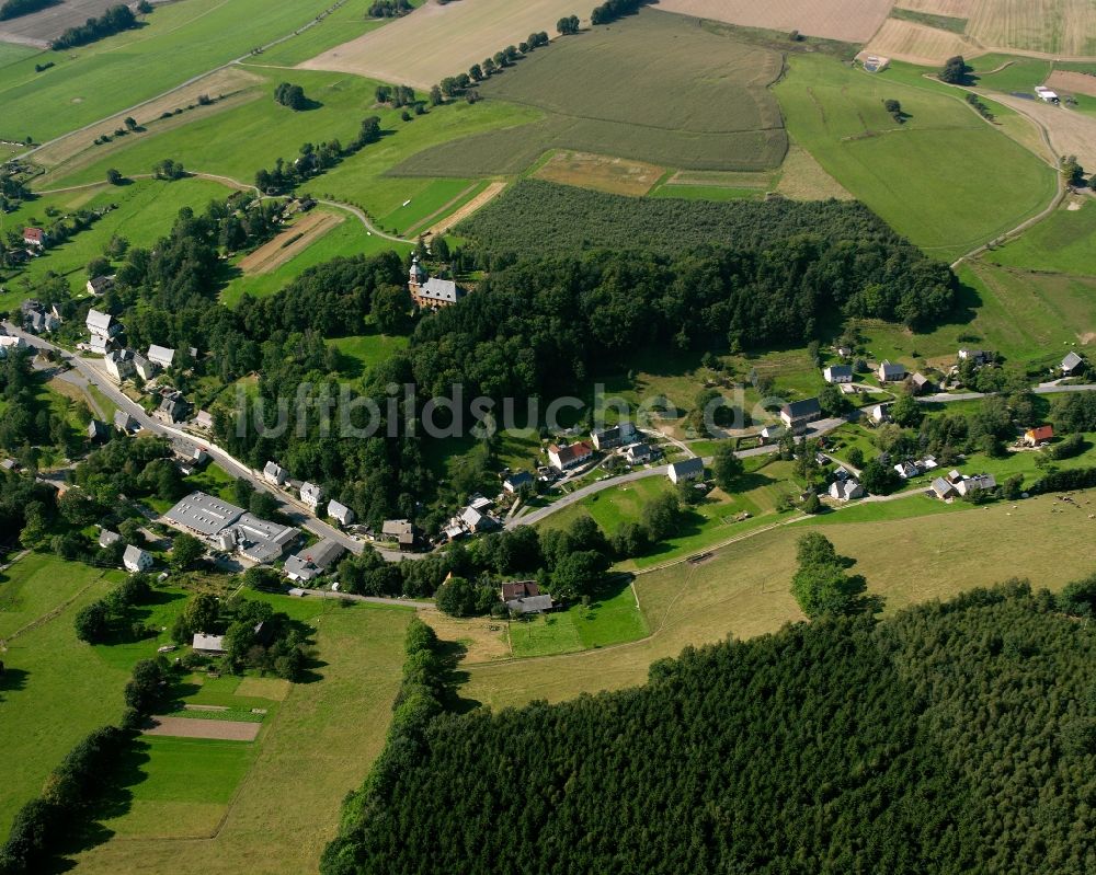 Luftaufnahme Zethau - Dorfkern am Feldrand in Zethau im Bundesland Sachsen, Deutschland