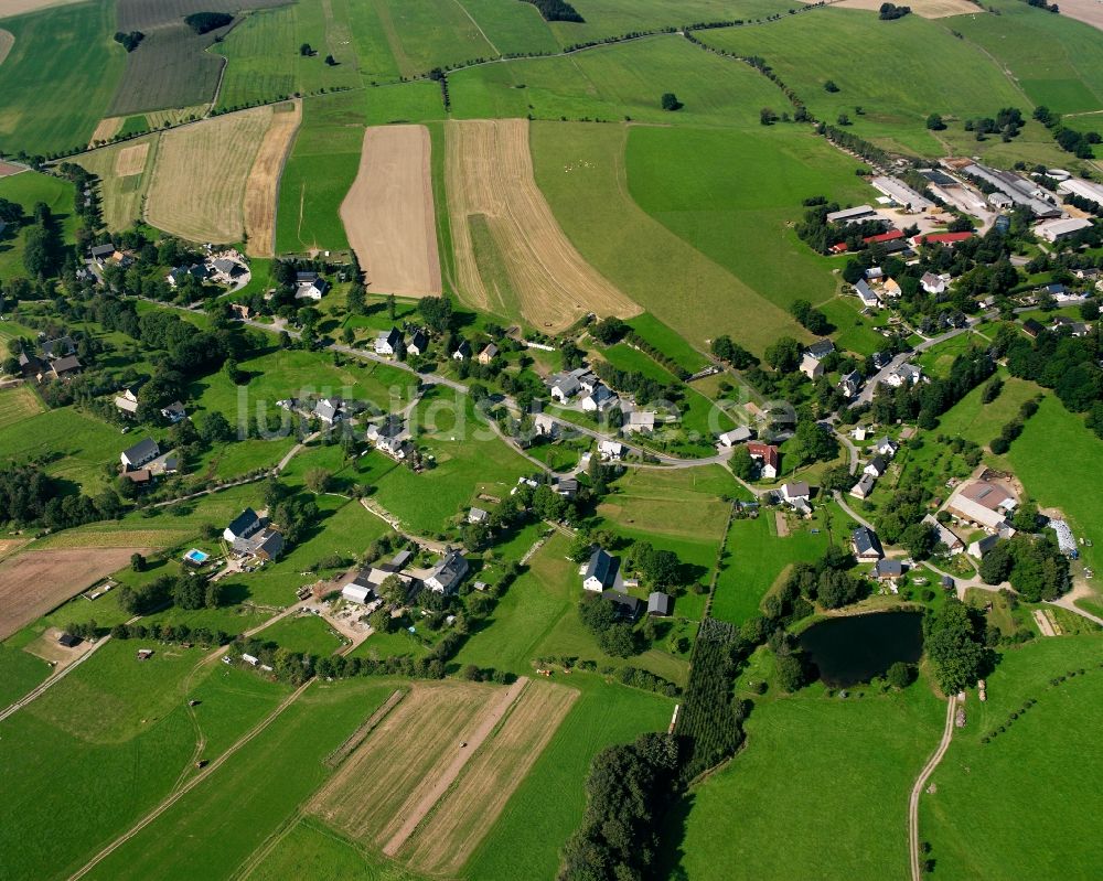 Luftbild Zethau - Dorfkern am Feldrand in Zethau im Bundesland Sachsen, Deutschland