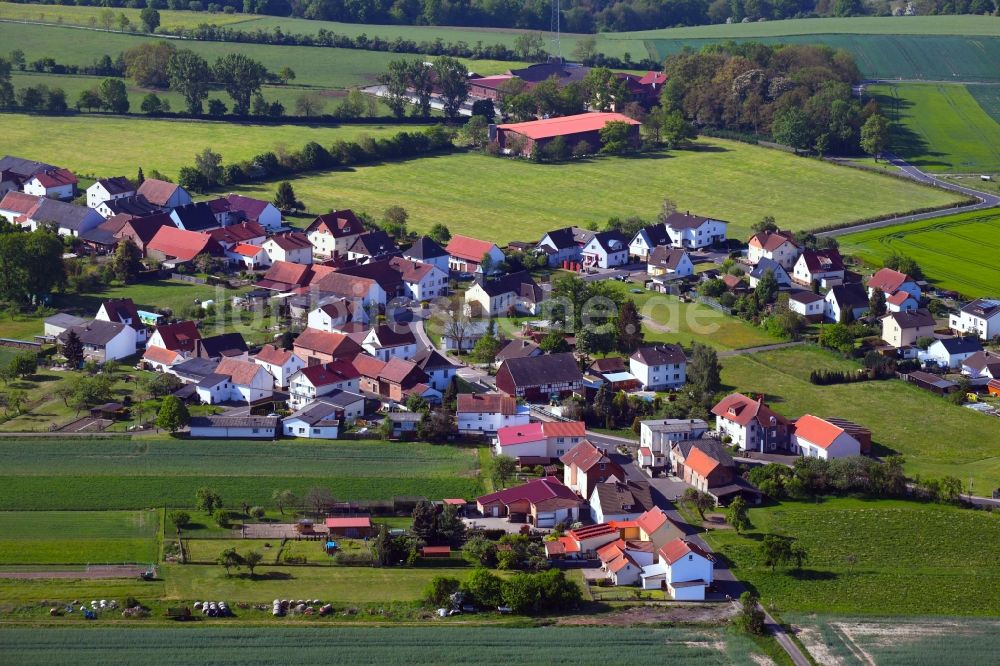 Gethsemane aus der Vogelperspektive: Dorfkern in Gethsemane im Bundesland Hessen, Deutschland