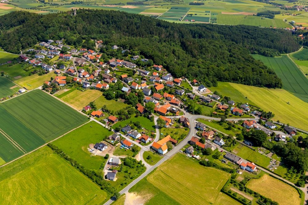 Goldhausen von oben - Dorfkern in Goldhausen im Bundesland Hessen, Deutschland