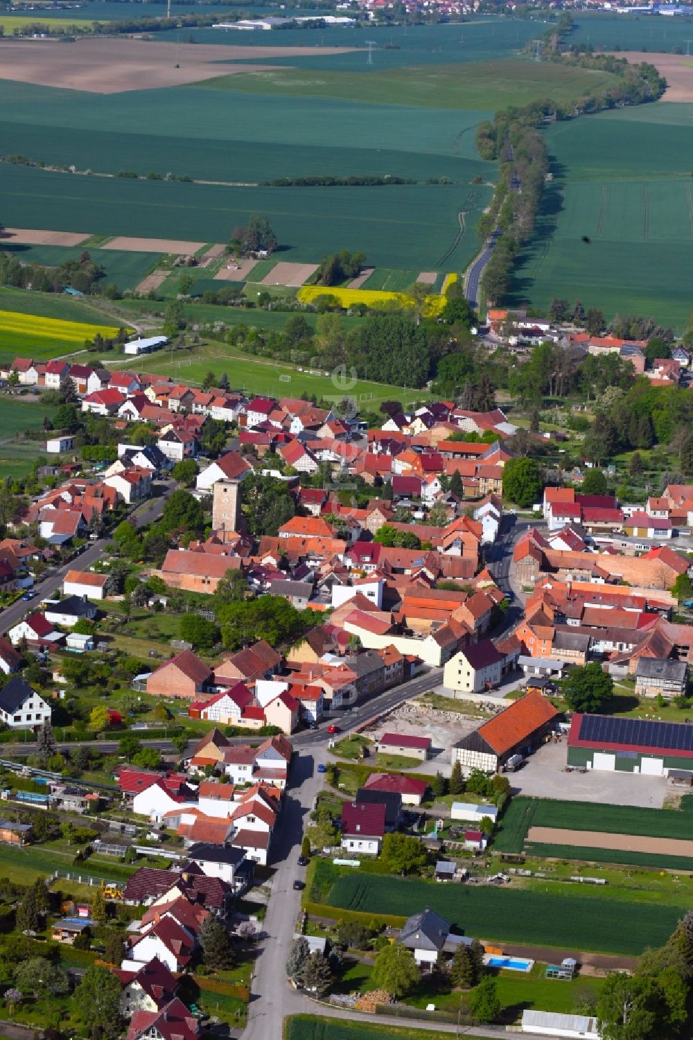 Grabe aus der Vogelperspektive: Dorfkern in Grabe im Bundesland Thüringen, Deutschland