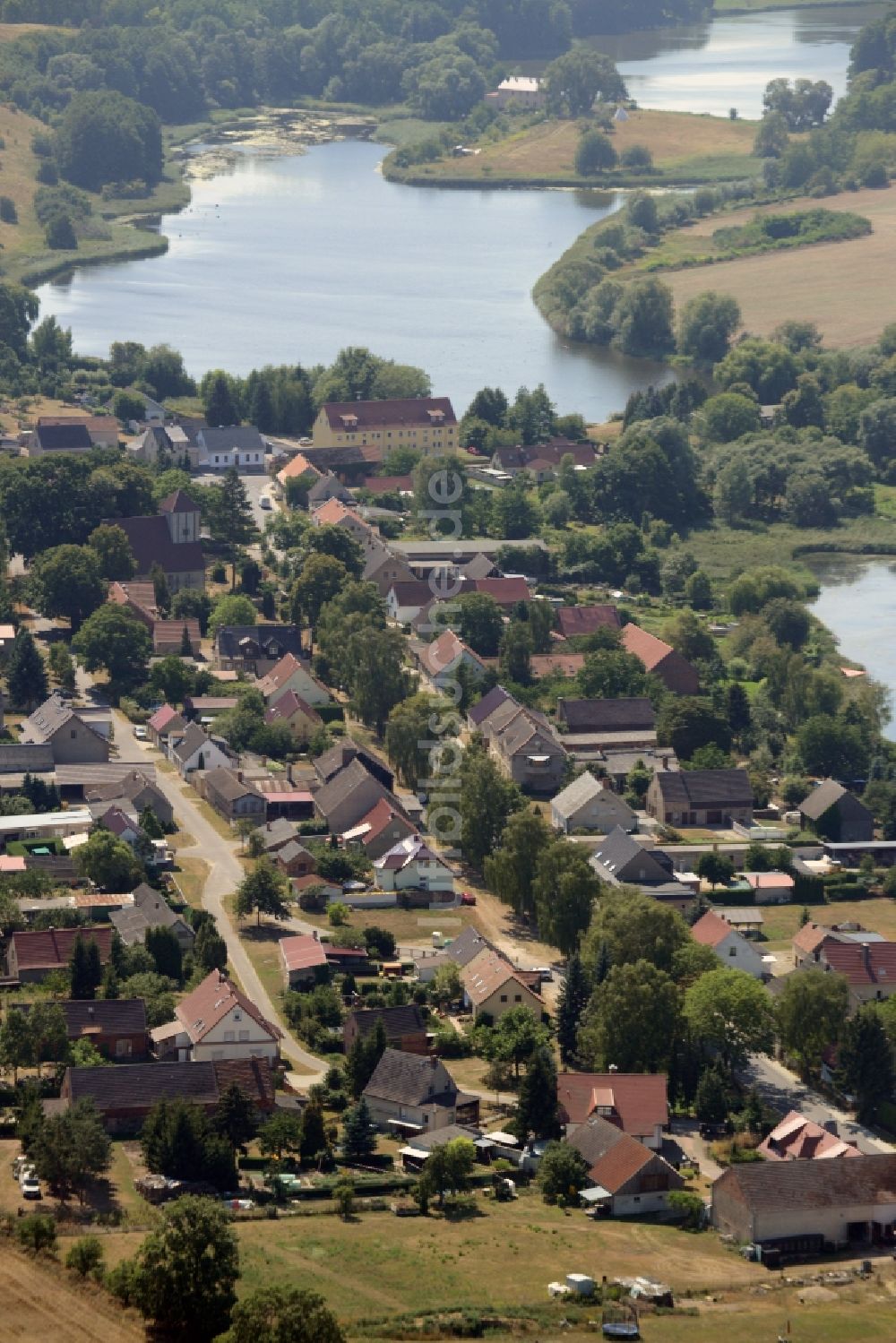 Lietzen von oben - Dorfkern in Lietzen im Bundesland Brandenburg