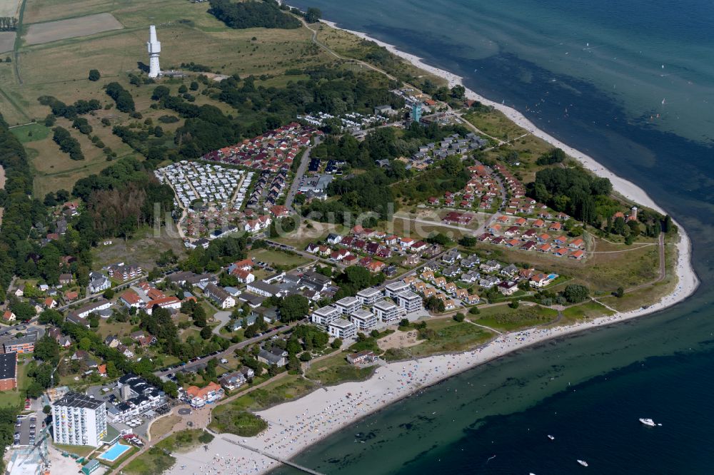 Pelzerhaken von oben - Dorfkern am Meeres- Küstenbereich der Ostsee in Pelzerhaken im Bundesland Schleswig-Holstein, Deutschland