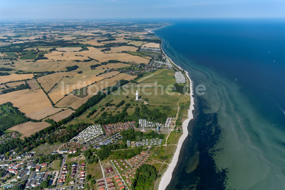 Pelzerhaken von oben - Dorfkern am Meeres- Küstenbereich der Ostsee in Pelzerhaken im Bundesland Schleswig-Holstein, Deutschland