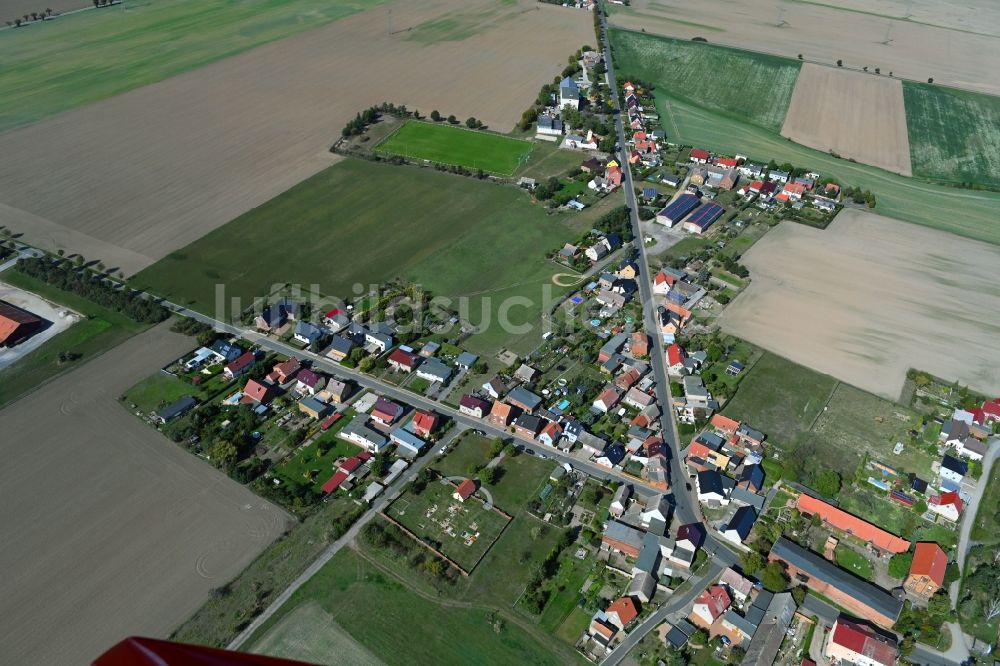 Melzwig von oben - Dorfkern in Melzwig im Bundesland Sachsen-Anhalt, Deutschland