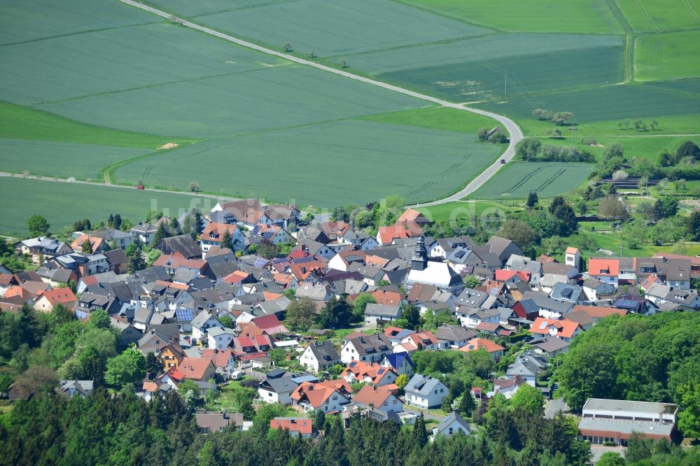 Merzhausen von oben - Dorfkern in Merzhausen im Bundesland Hessen