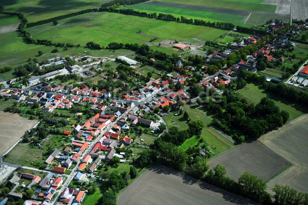 Mühlenfließ von oben - Dorfkern in Mühlenfließ im Bundesland Brandenburg, Deutschland