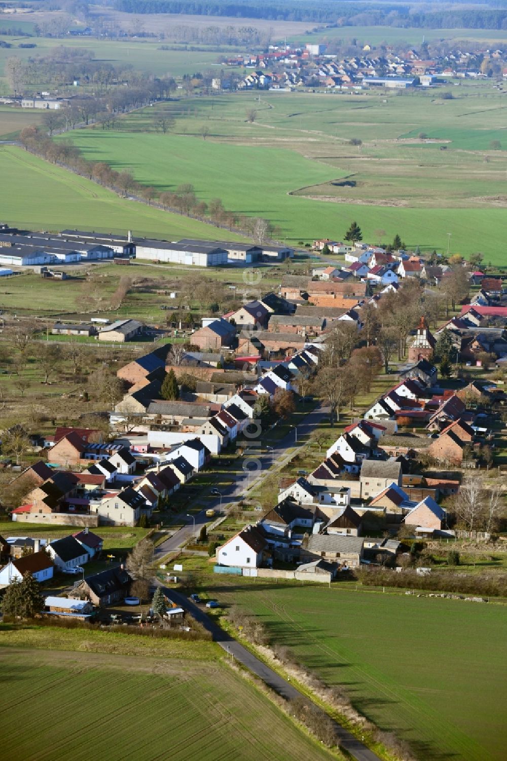 Luftbild Neulögow - Dorfkern in Neulögow im Bundesland Brandenburg, Deutschland