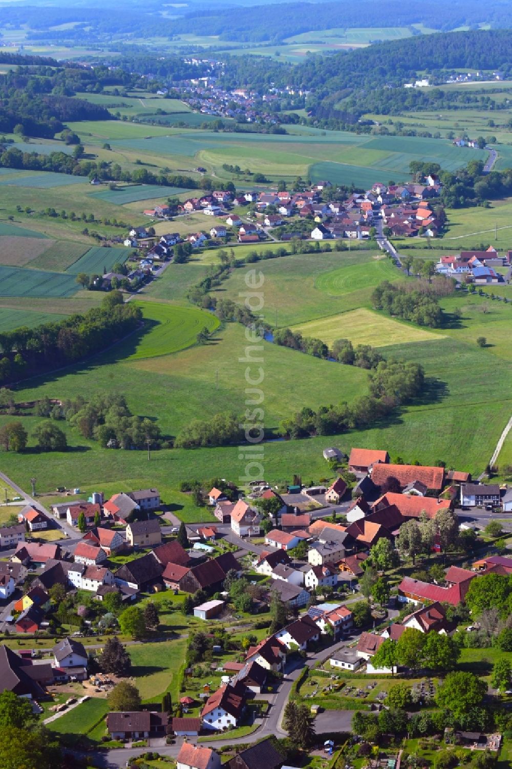 Niederstoll von oben - Dorfkern in Niederstoll im Bundesland Hessen, Deutschland