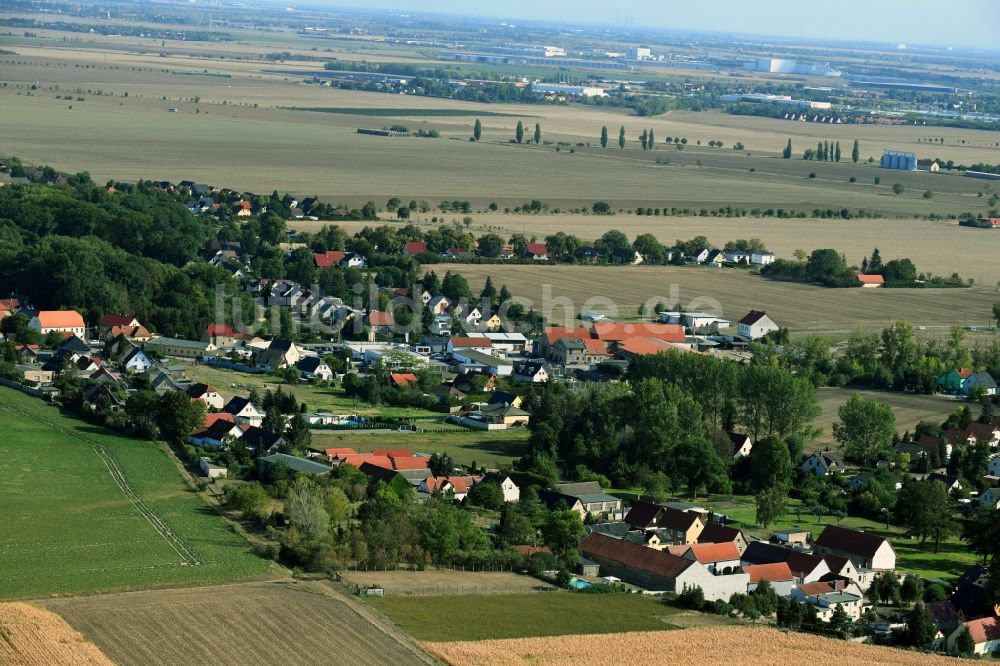 Oppin aus der Vogelperspektive: Dorfkern in Oppin im Bundesland Sachsen-Anhalt, Deutschland