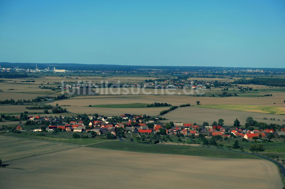 Selbitz aus der Vogelperspektive: Dorfkern am Rande des Kraftwerkes in Selbitz im Bundesland Sachsen-Anhalt, Deutschland