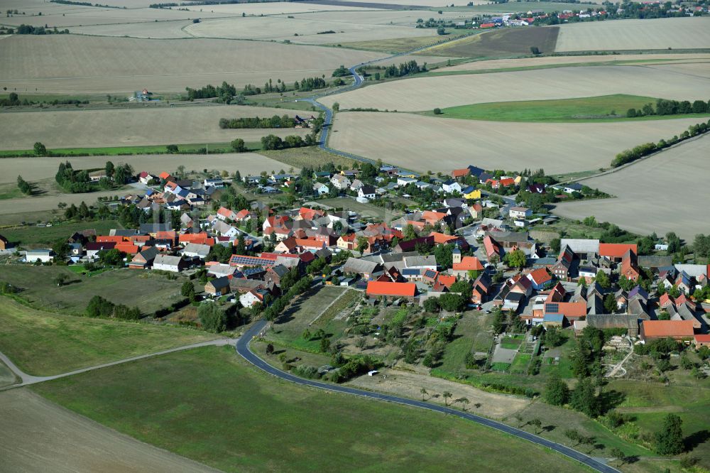 Luftaufnahme Selbitz - Dorfkern am Rande des Kraftwerkes in Selbitz im Bundesland Sachsen-Anhalt, Deutschland