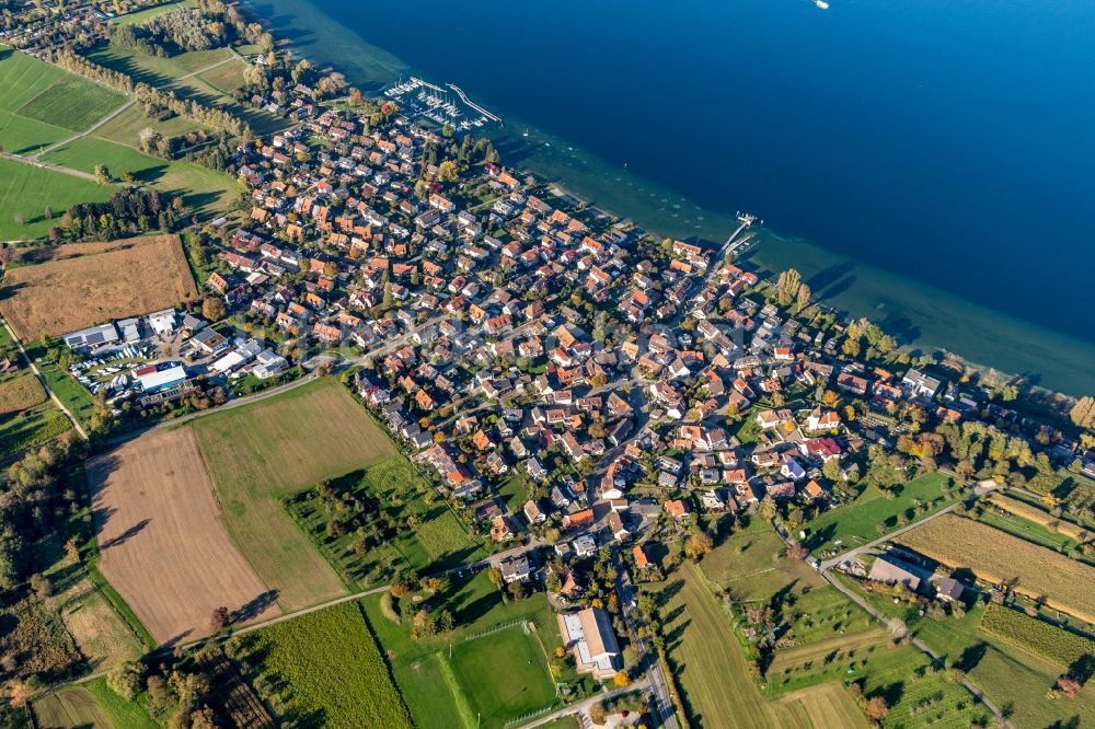 Luftbild Dingelsdorf - Dorfkern an den See- Uferbereichen des Bodensee in Dingelsdorf im Bundesland Baden-Württemberg, Deutschland