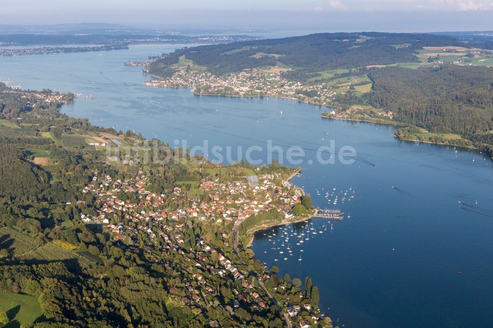Luftbild Wangen - Dorfkern an den See- Uferbereichen des Untersee in Wangen im Bundesland Baden-Württemberg, Deutschland