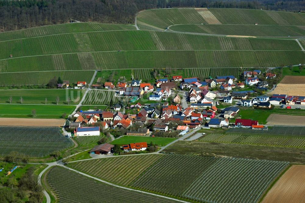 Siebeneich von oben - Dorfkern in Siebeneich im Bundesland Baden-Württemberg, Deutschland