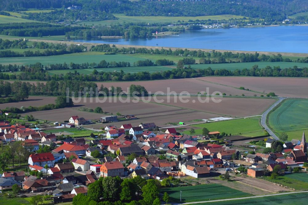 Thürungen von oben - Dorfkern in Thürungen im Bundesland Sachsen-Anhalt, Deutschland