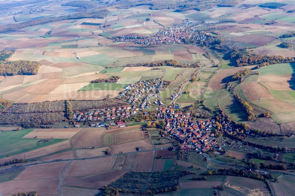 Luftbild Unteraltertheim - Dorfkern in Unteraltertheim im Bundesland Bayern, Deutschland