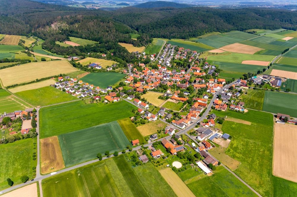 Luftbild Wellen - Dorfkern in Wellen im Bundesland Hessen, Deutschland