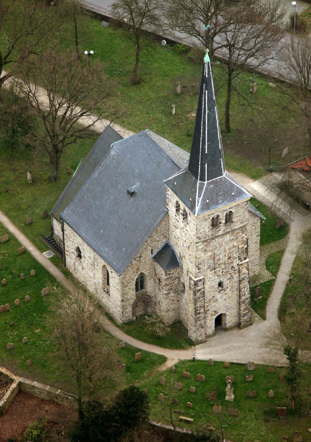 Luftbild Bochum - Dorfkirche Bochum-Stiepel
